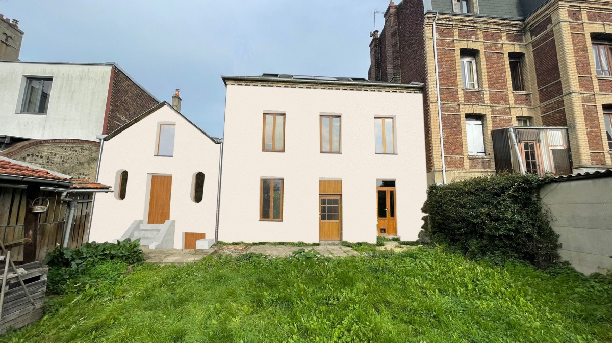 Restructuration d'un ensemble de 2 maisons en coliving : vue sud facade02